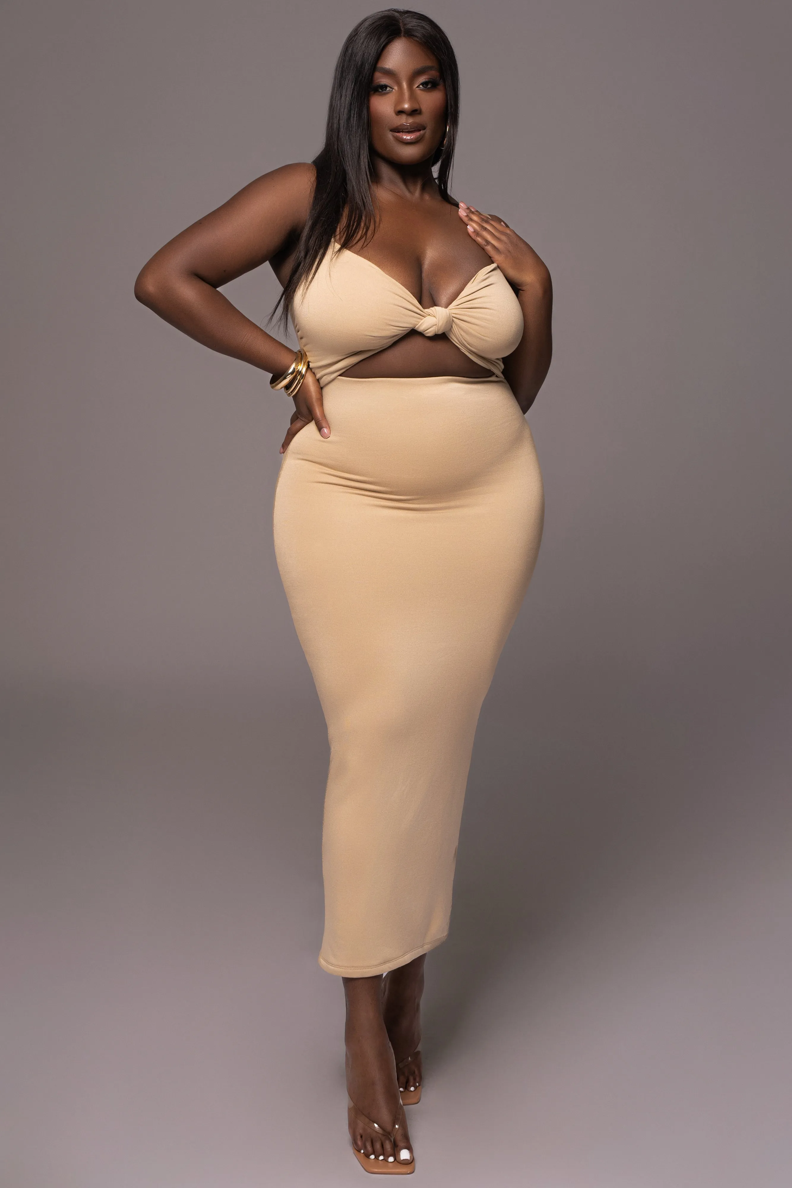 Beige Midnight Memories Midi Dress sold by JLUXLABEL product image thumbnail 2