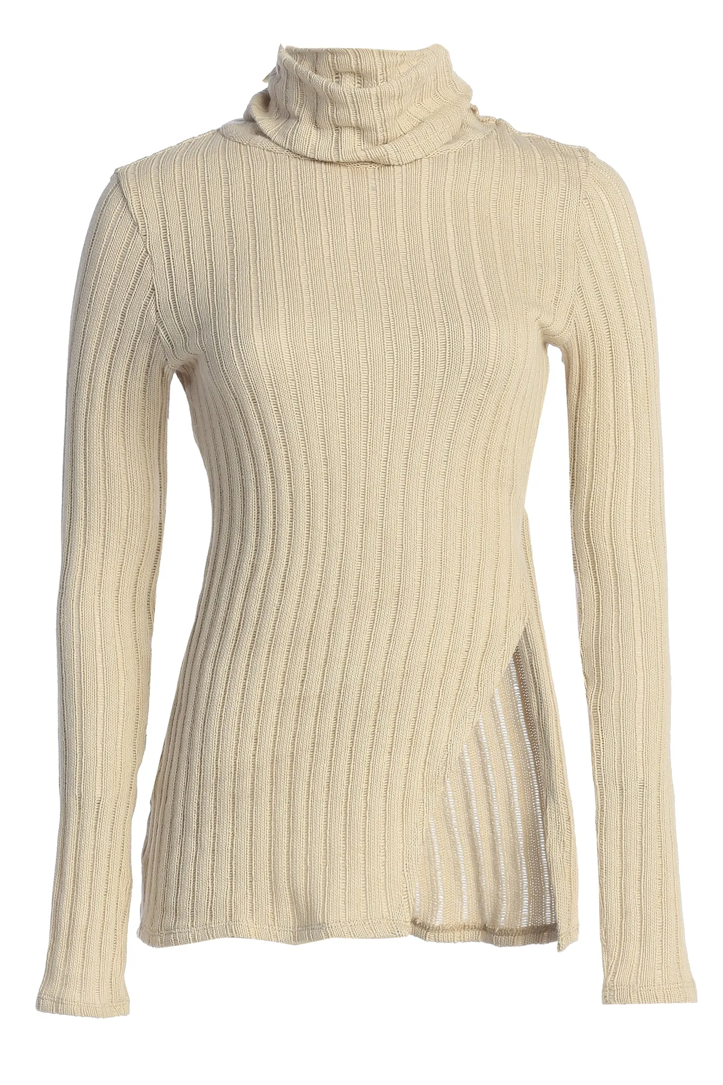 Natural One Call Away Ribbed Turtleneck Top sold by JLUXLABEL product image thumbnail 3