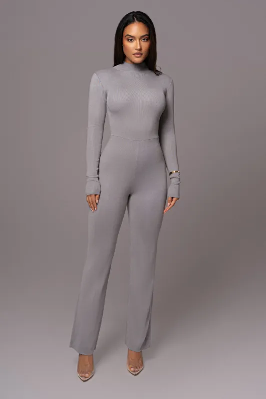 Grey Noel Sweater Knit Jumpsuit made by JLUXLABEL