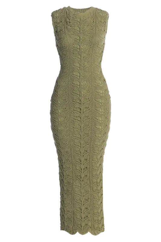 Moss Mykonos Crochet Midi Dress sold by JLUXLABEL