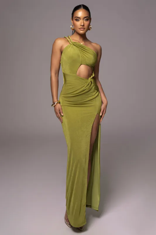 Olive Scarlet One Shoulder Maxi Dress sold by JLUXLABEL