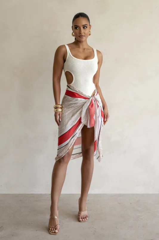White Sunset Cut Out Bodysuit made by JLUXLABEL