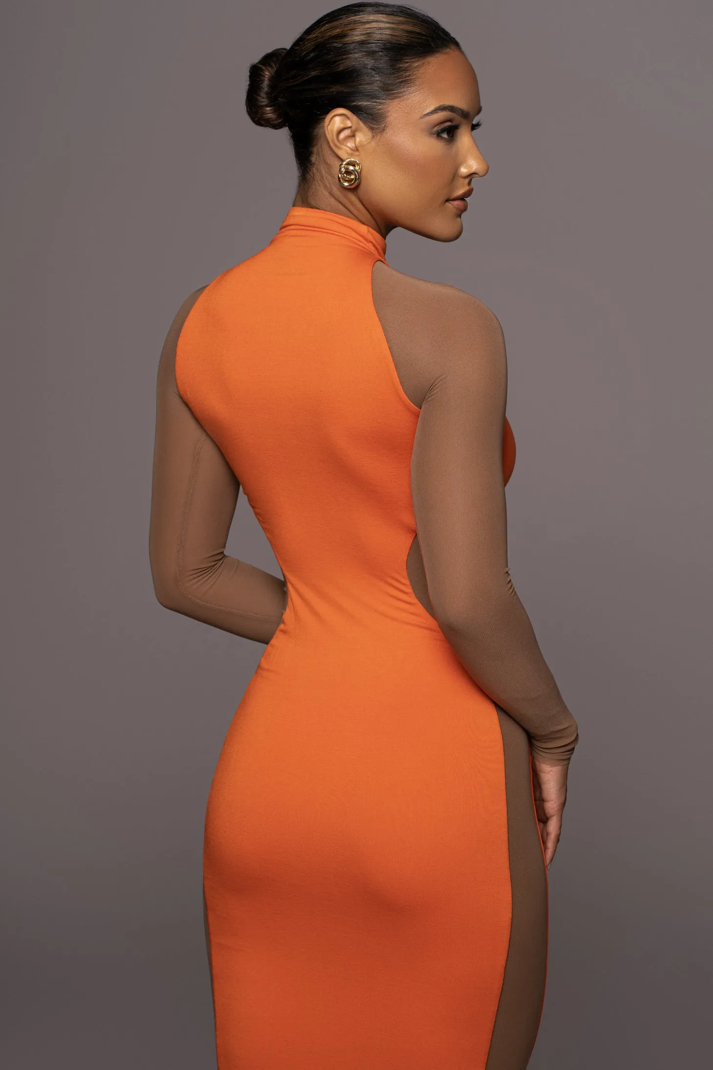 Tangerine Afterglow Midi Dress sold by JLUXLABEL product image thumbnail 5