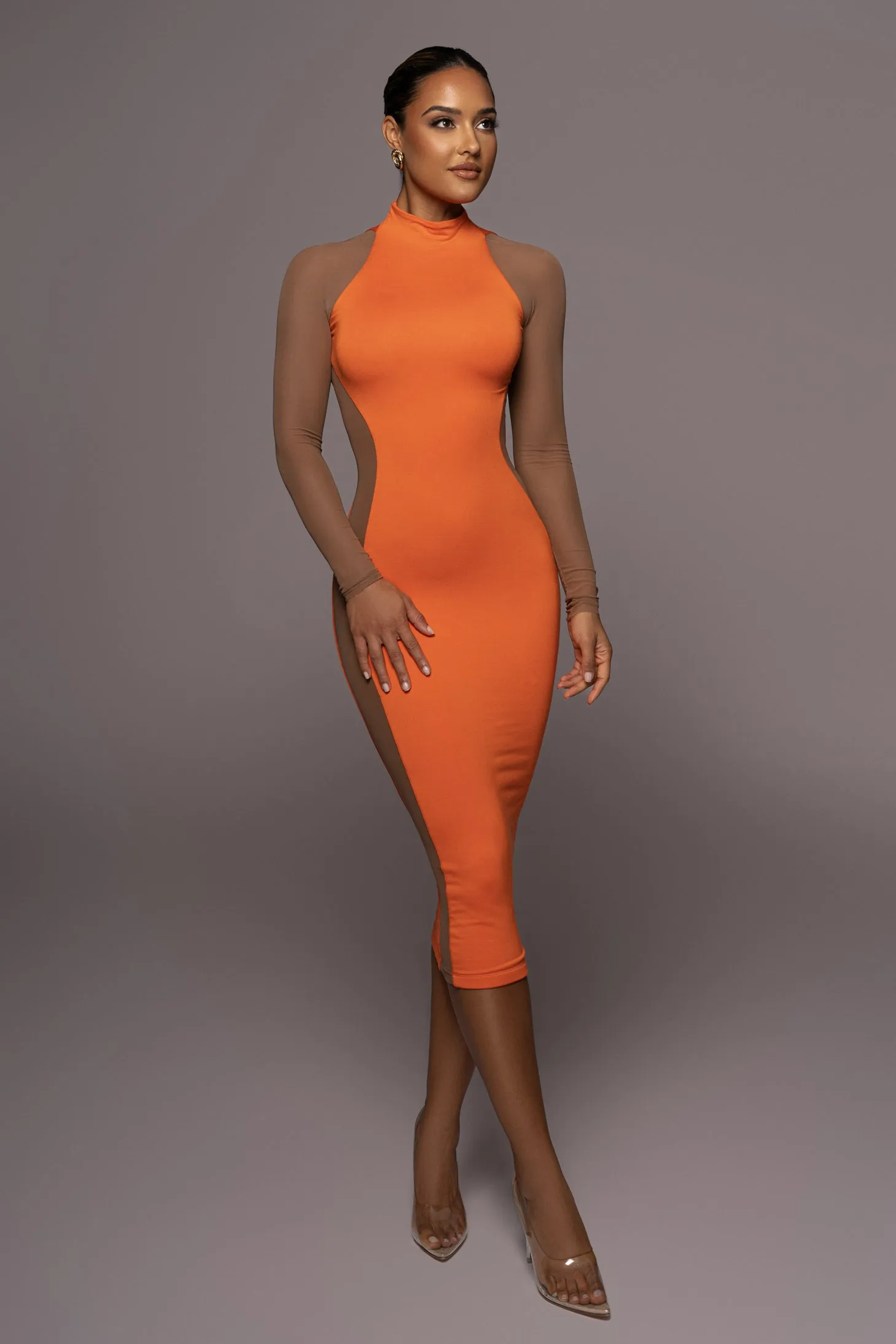 Tangerine Afterglow Midi Dress sold by JLUXLABEL product image thumbnail 3