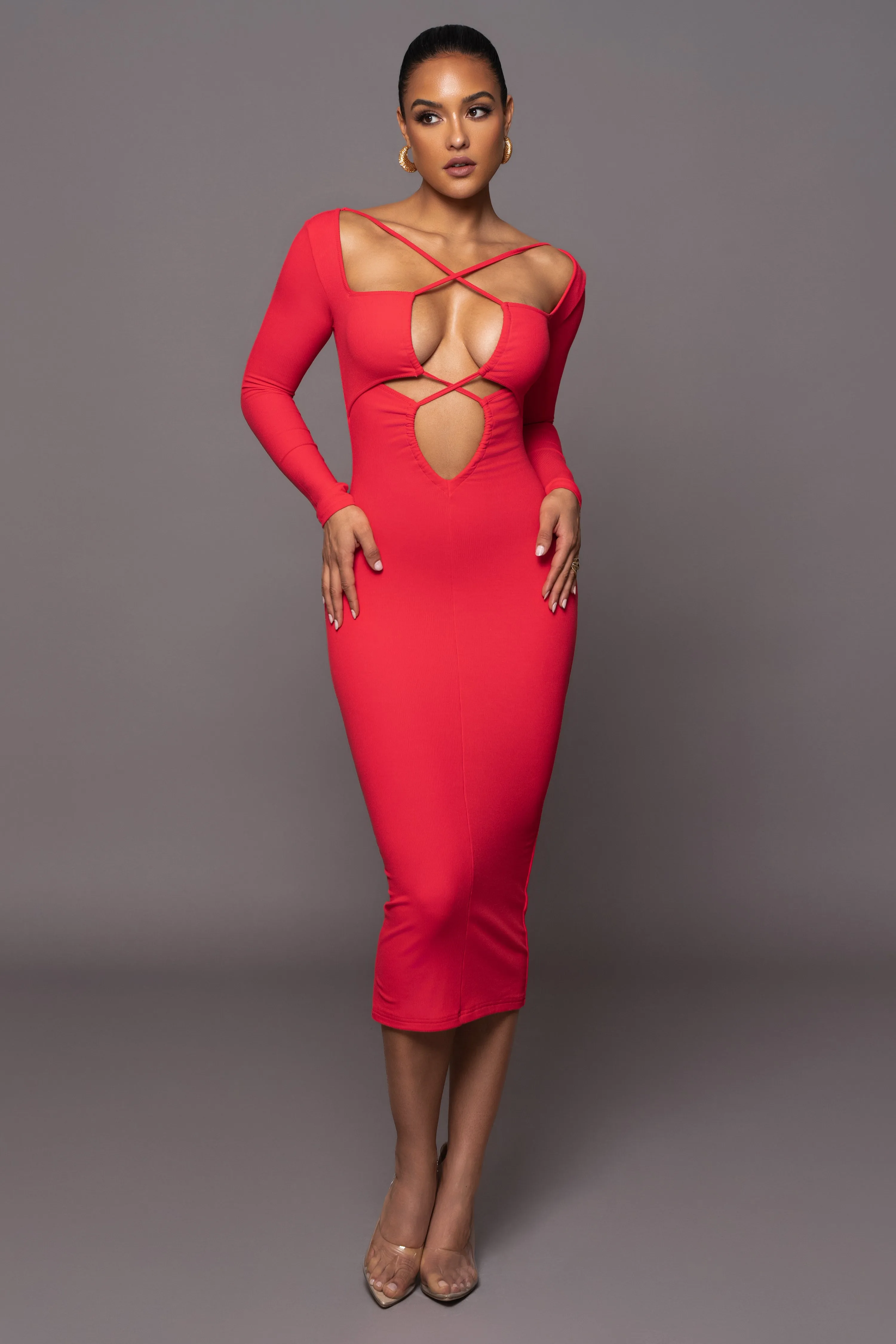 Persimmon Mesmerize Midi Dress sold by JLUXLABEL product image thumbnail 3