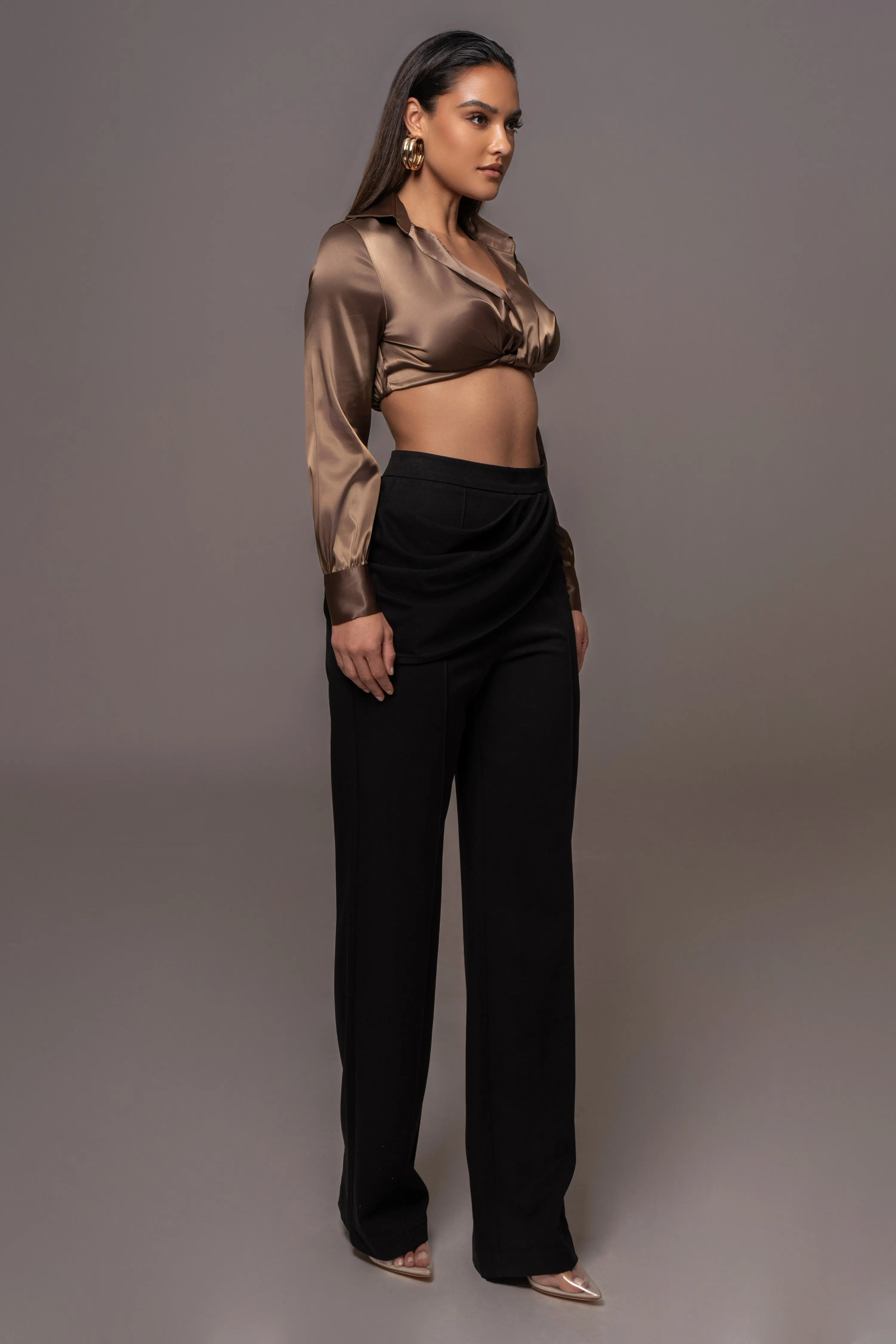 Olive Satin Twist Front Top sold by JLUXLABEL product image thumbnail 4