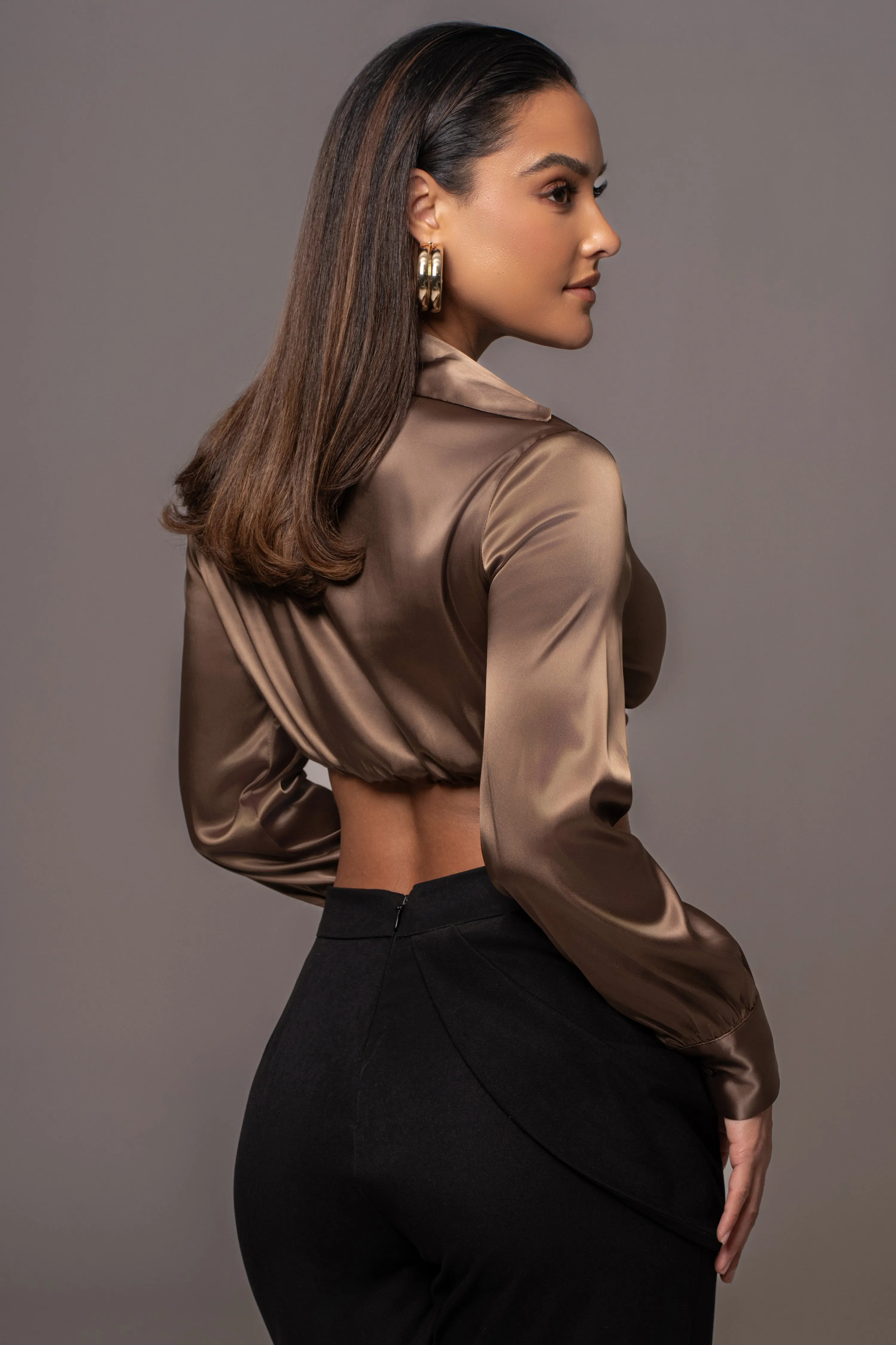 Olive Satin Twist Front Top sold by JLUXLABEL product image thumbnail 5