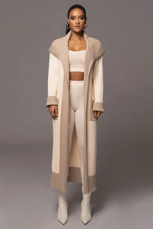 Ivory Carmela Rib Knit Cardigan sold by JLUXLABEL