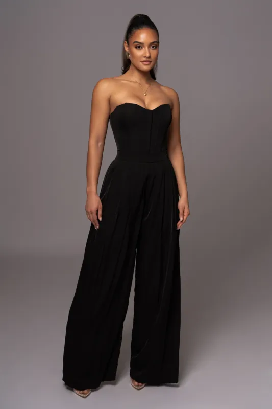 Black Clara Wide Leg Pleated Trousers sold by JLUXLABEL