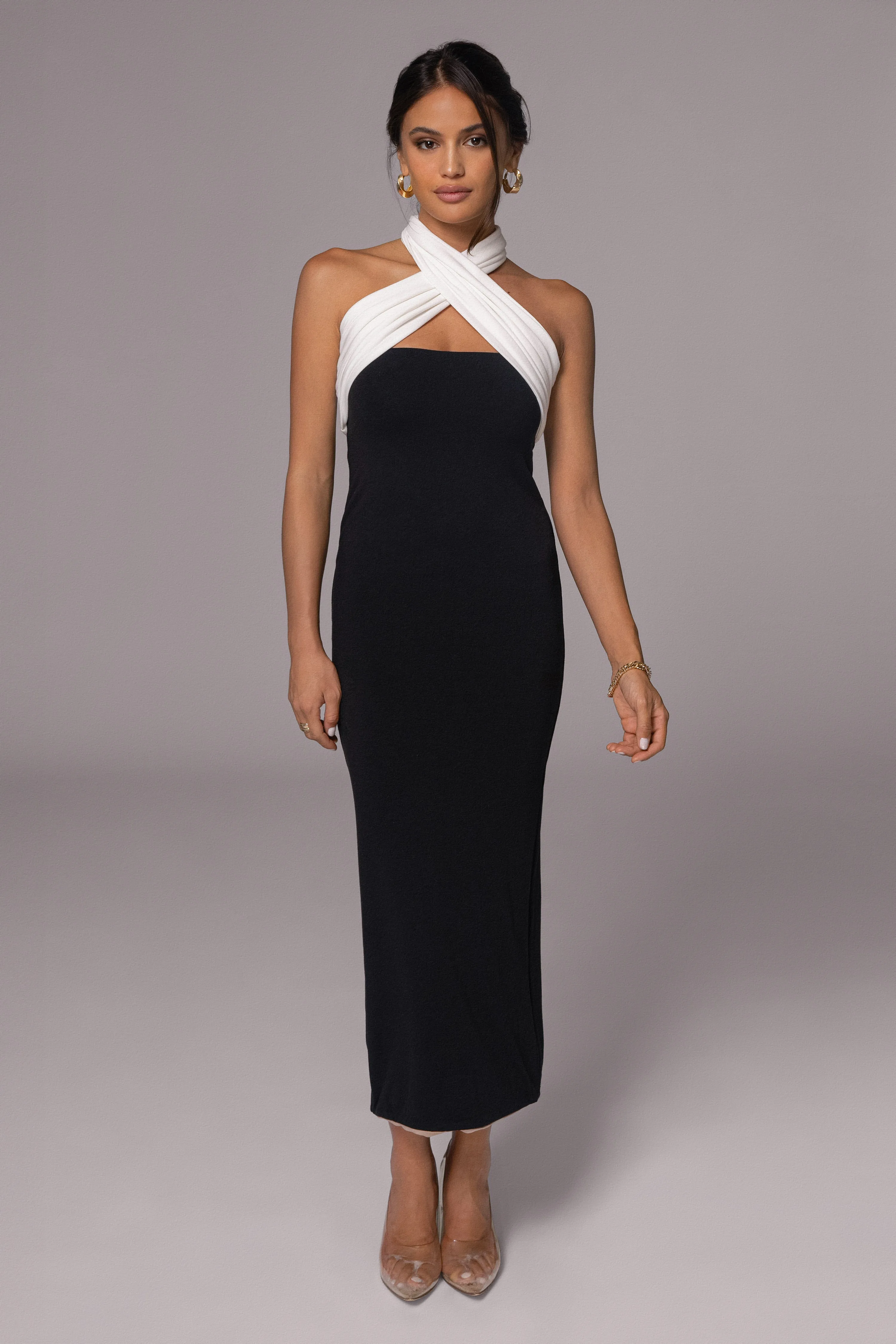 Black/Beige Dominic Reversible Maxi Dress sold by JLUXLABEL product image thumbnail 4