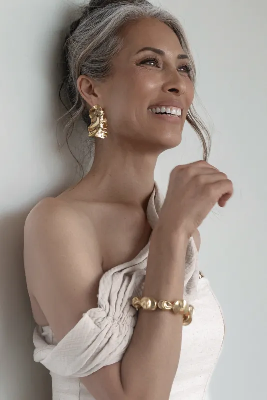 Gold Low Tides Textured Earrings sold by JLUXLABEL