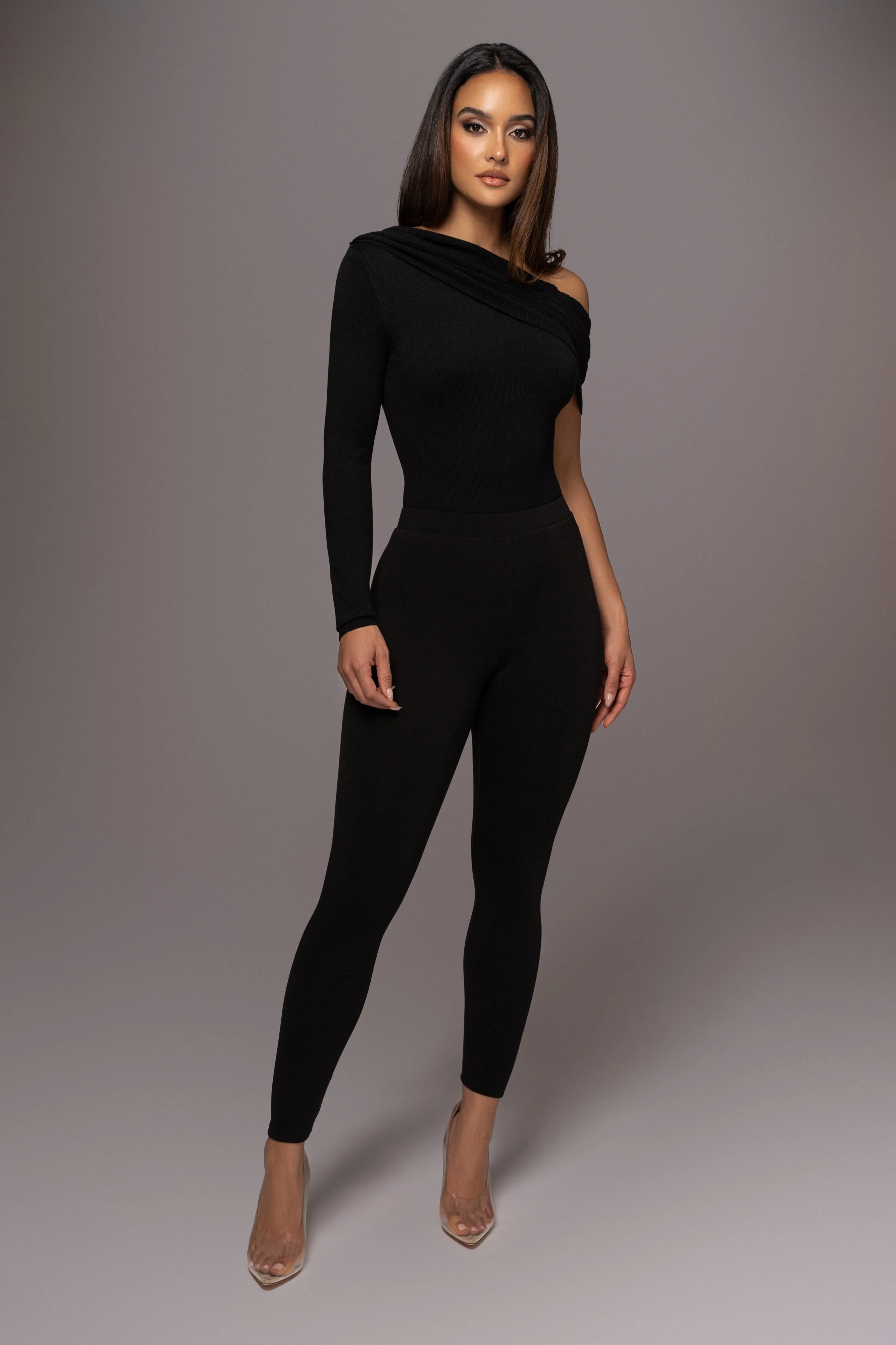 Black Zoie Knit One Shoulder Bodysuit sold by JLUXLABEL product image thumbnail 4