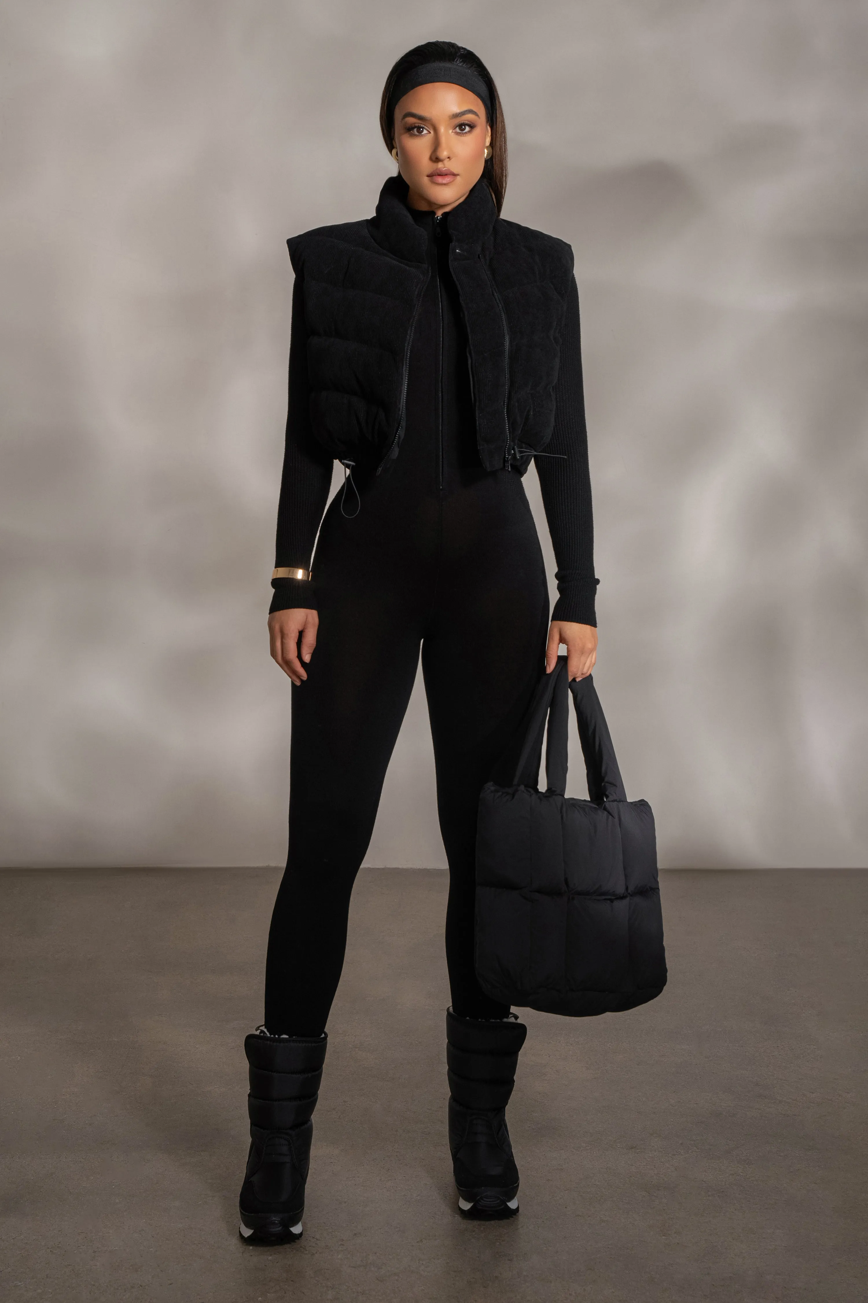 Black Kris Front Zipper Jumpsuit sold by JLUXLABEL