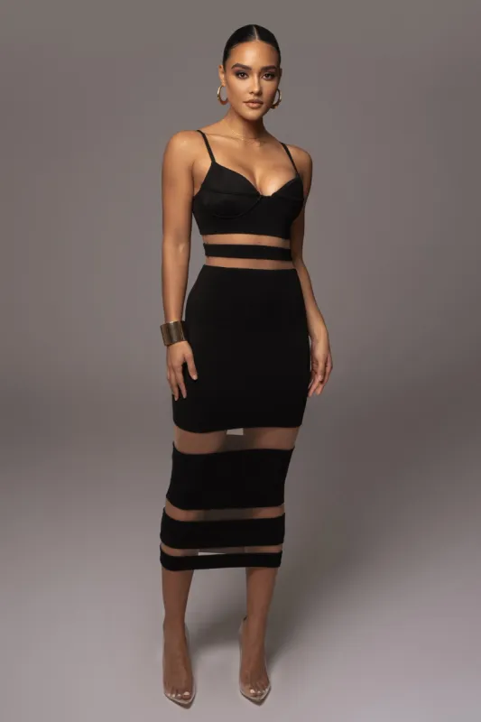 Noir Alysiha Midi Dress sold by JLUXLABEL