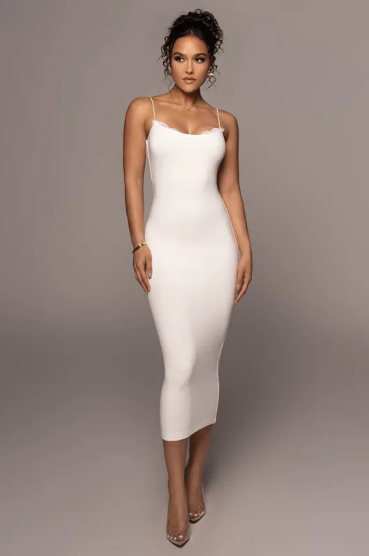 Ivory Colette Midi Dress sold by JLUXLABEL