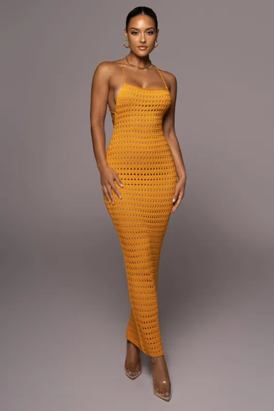 Apricot Palmas Crochet Maxi Dress sold by JLUXLABEL