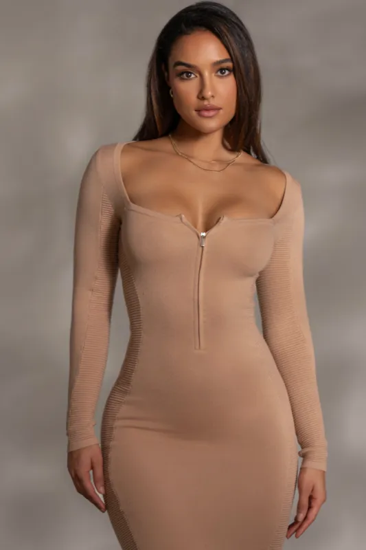 Beige Pollie Midi Dress sold by JLUXLABEL