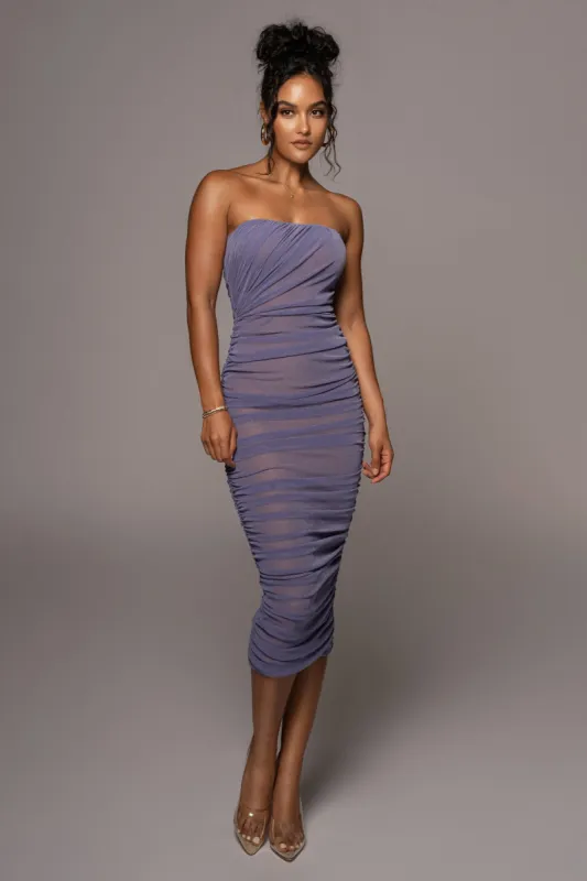 Purple/Silver Celestia Midi Dress sold by JLUXLABEL