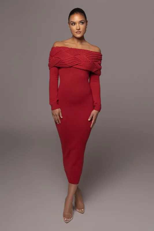 Red Cecyl Knit Sweater Dress sold by JLUXLABEL