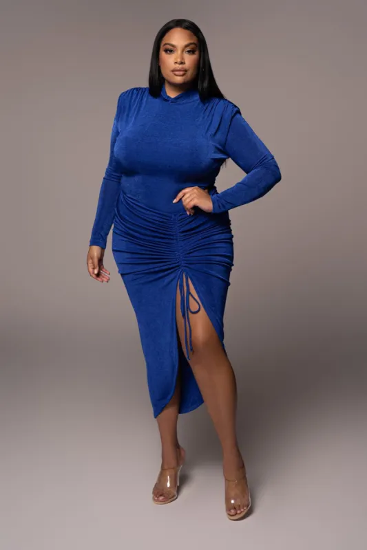 Royal Blue Kenzia High Neck Bodysuit sold by JLUXLABEL