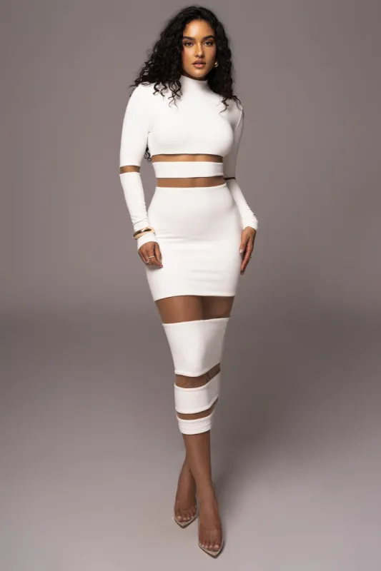Ivory The One Mock Neck Midi Dress sold by JLUXLABEL