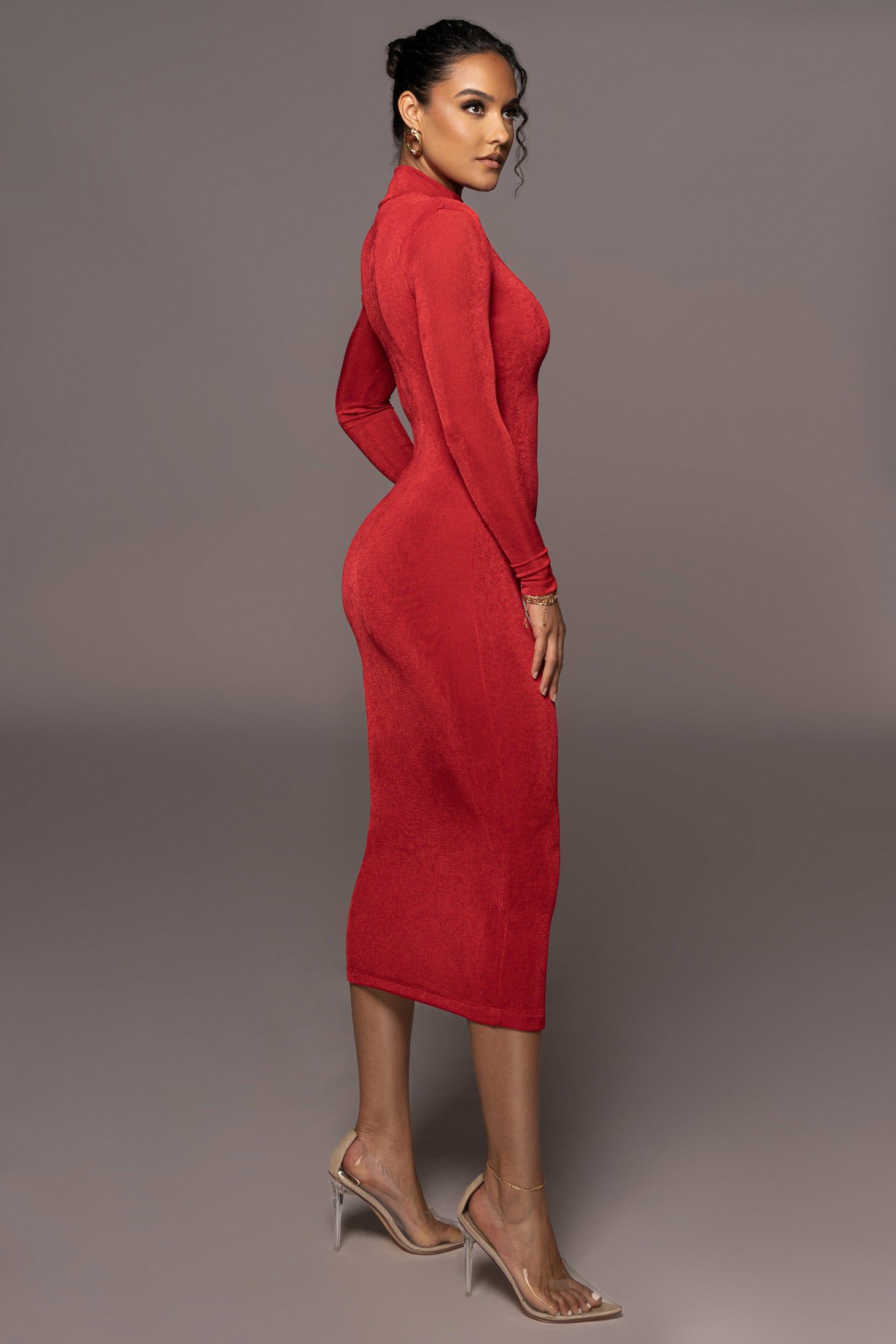 Red Audette Turtleneck Dress sold by JLUXLABEL product image thumbnail 3