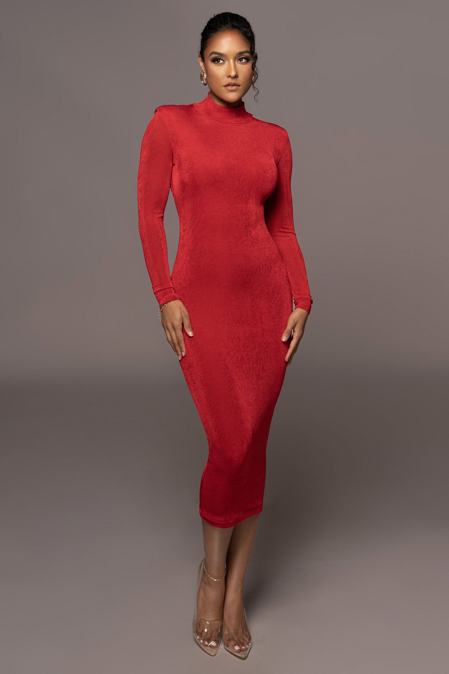 Red Audette Turtleneck Dress sold by JLUXLABEL product image thumbnail 2