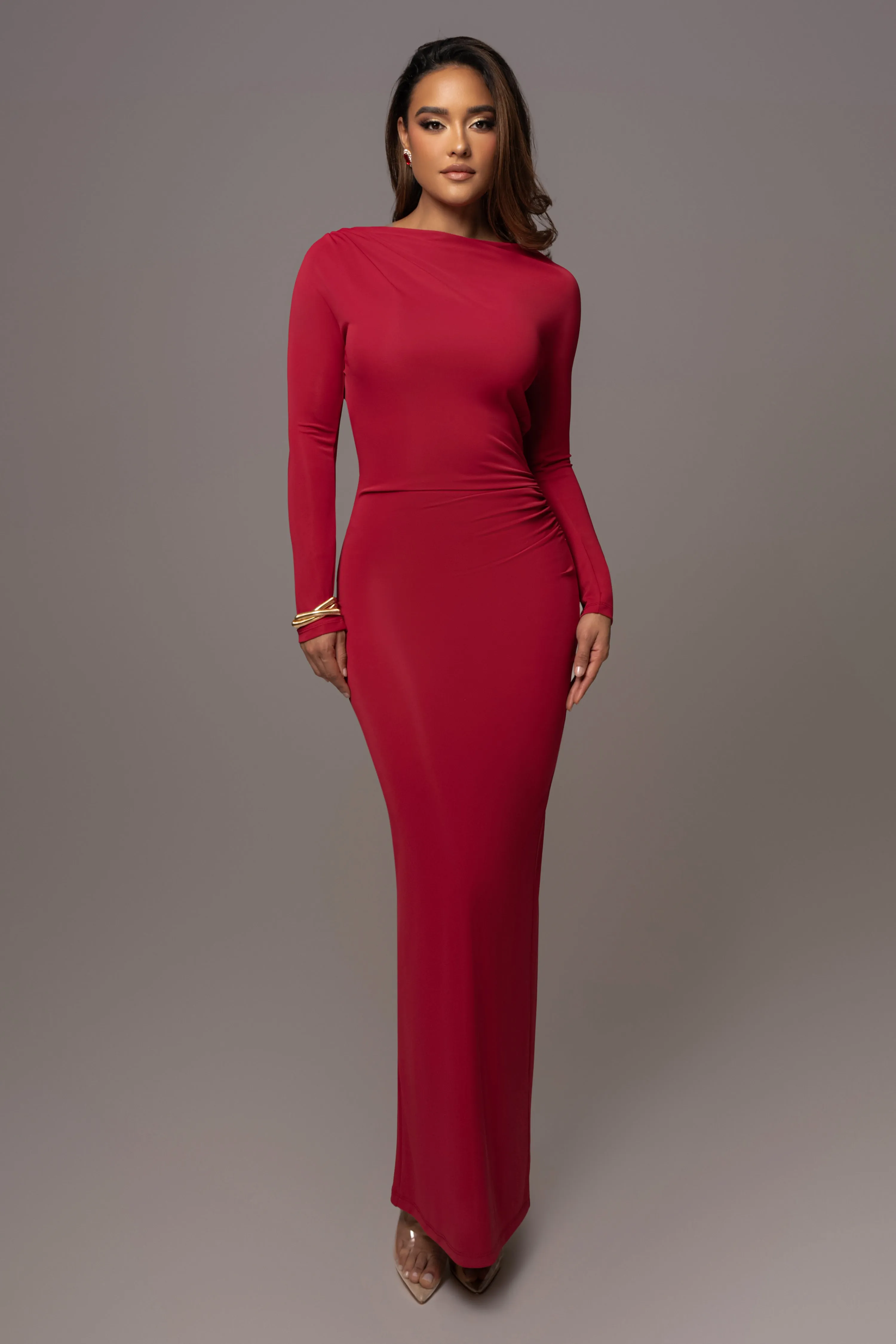 Red Kathleen Slit Maxi Dress sold by JLUXLABEL