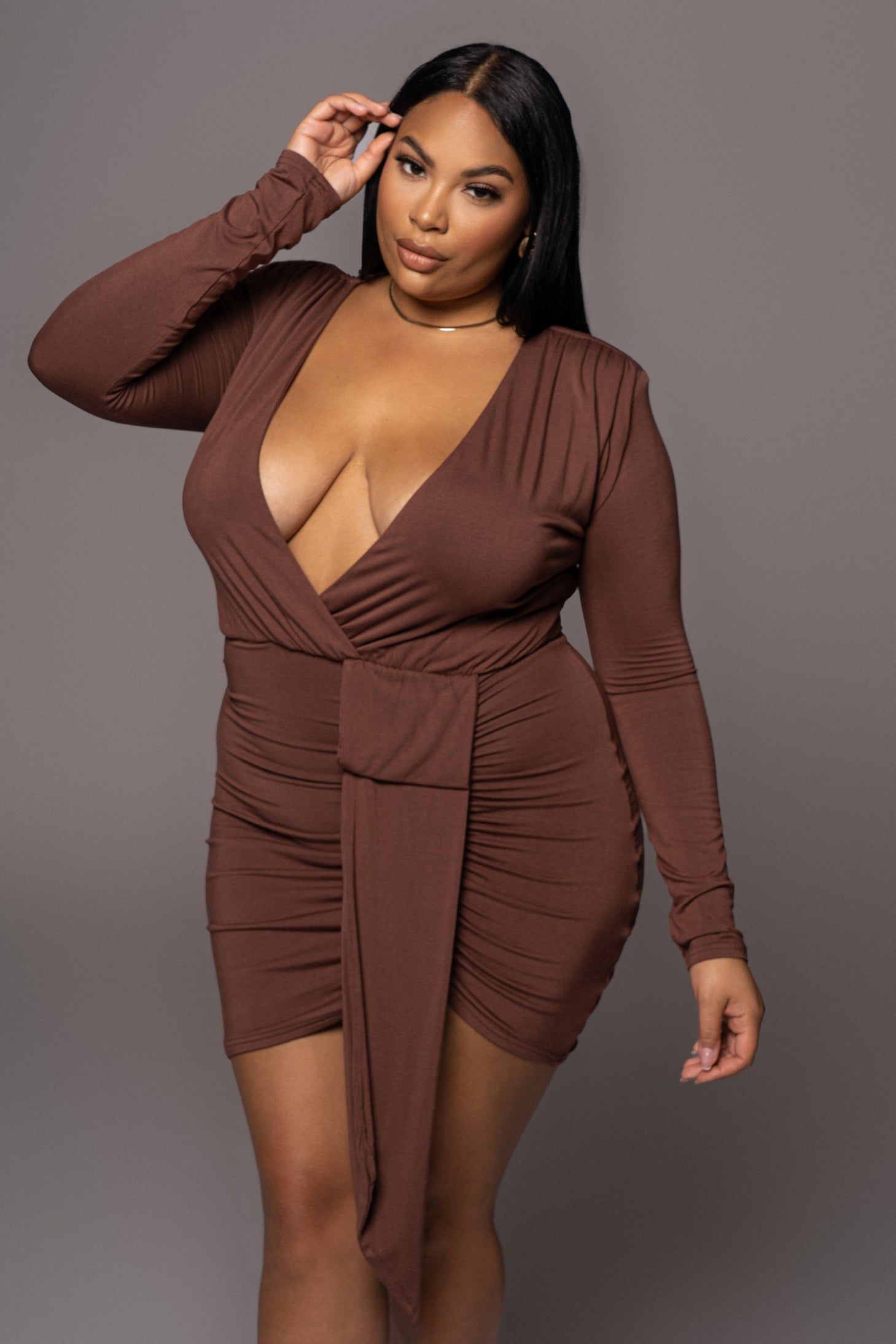 Chocolate Quinn Overlay Dress sold by JLUXLABEL product image thumbnail 5