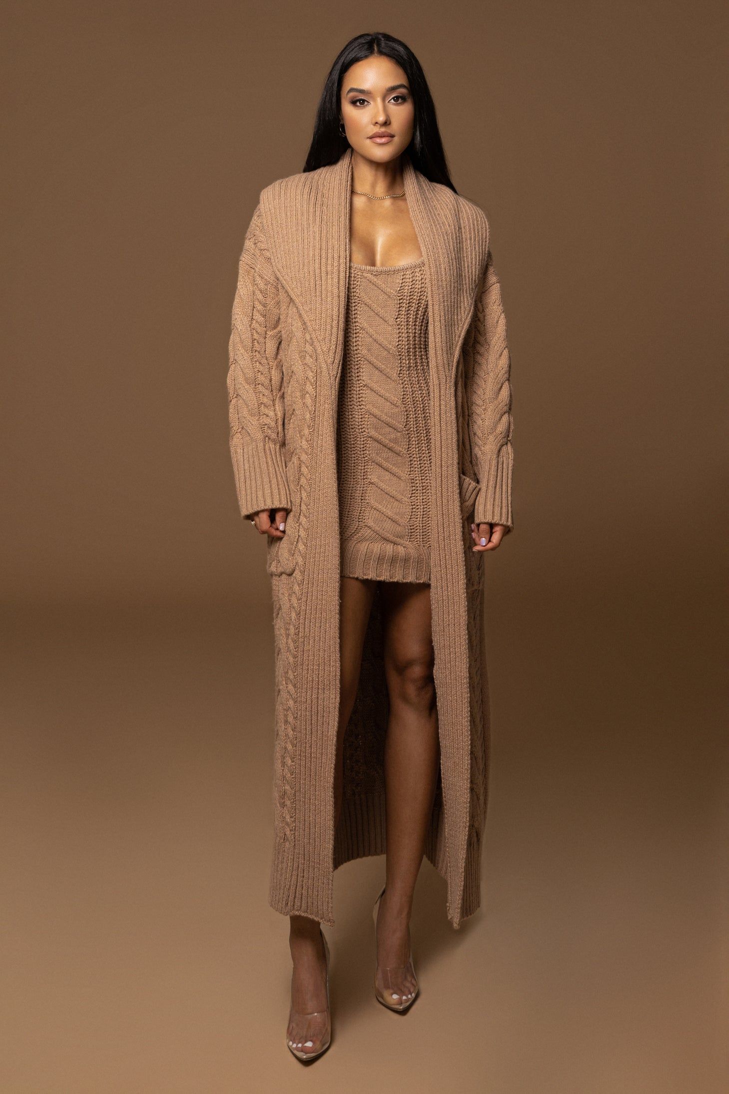 【極美品】Layered Cable Knit Cardigan Women's Cozy Knit Cable Stitch Cardigan - Universal Thread