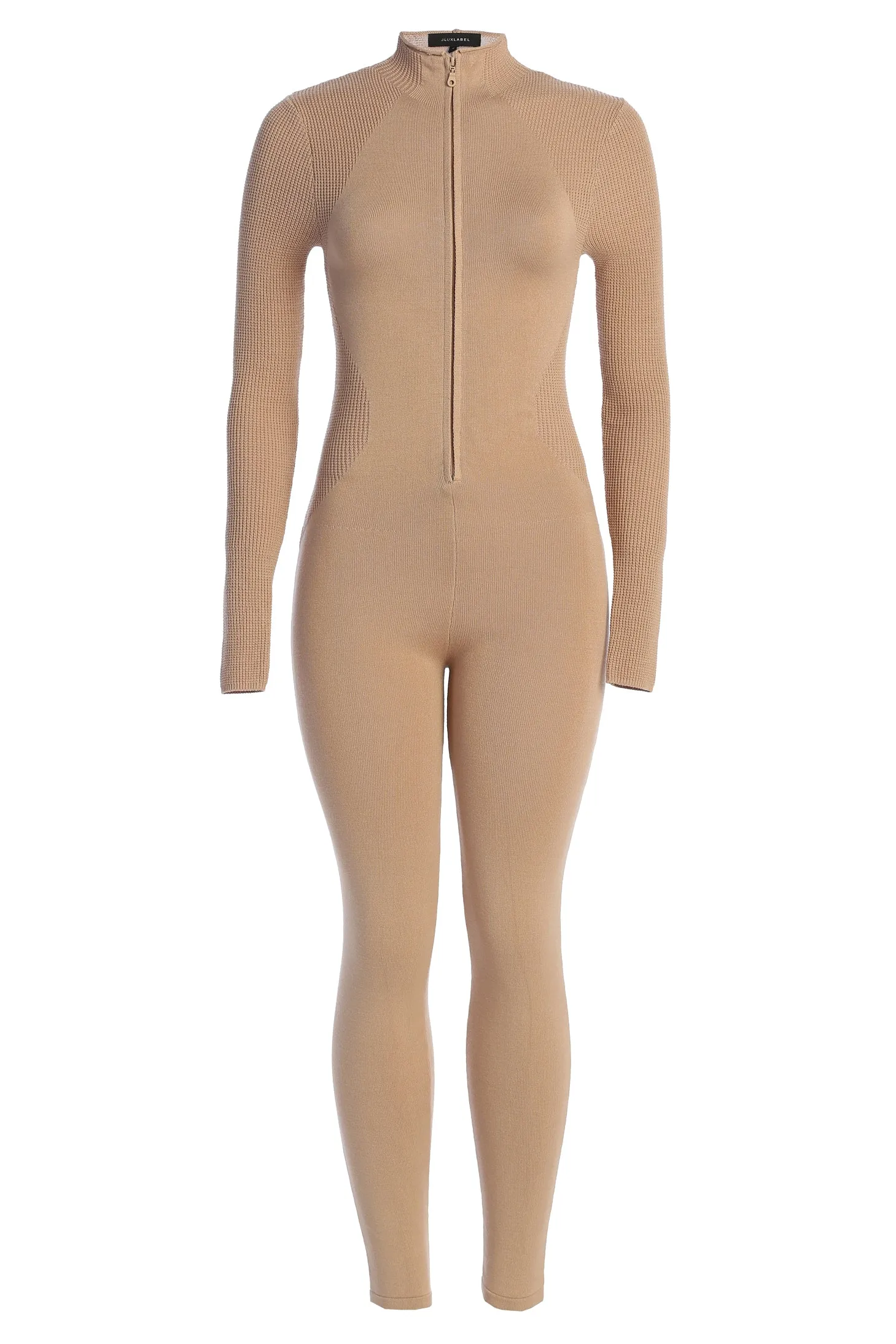 Beige Kris Front Zipper Jumpsuit sold by JLUXLABEL product image thumbnail 3
