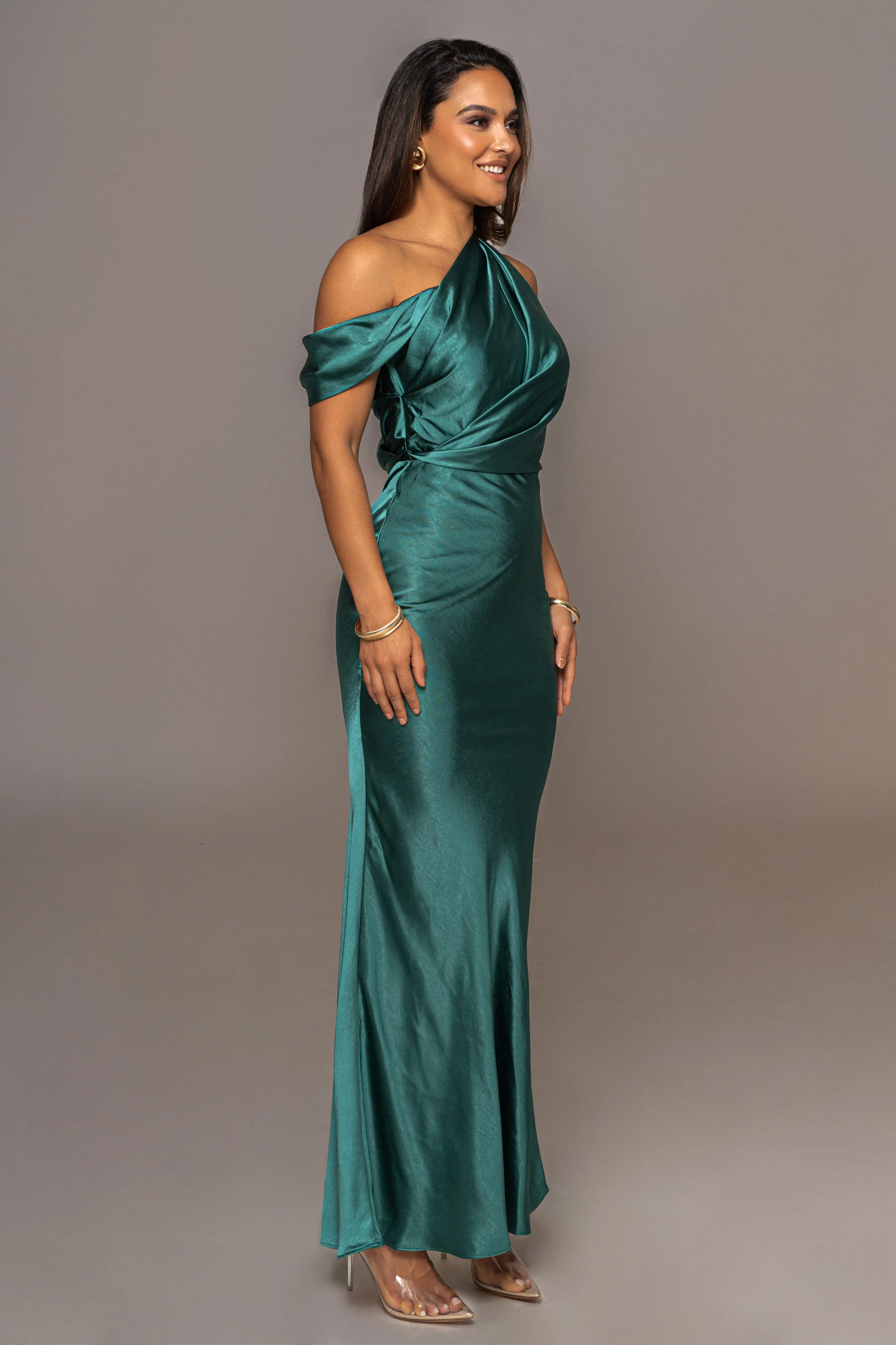 Emerald Dessa Satin Maxi Dress sold by JLUXLABEL product image thumbnail 5