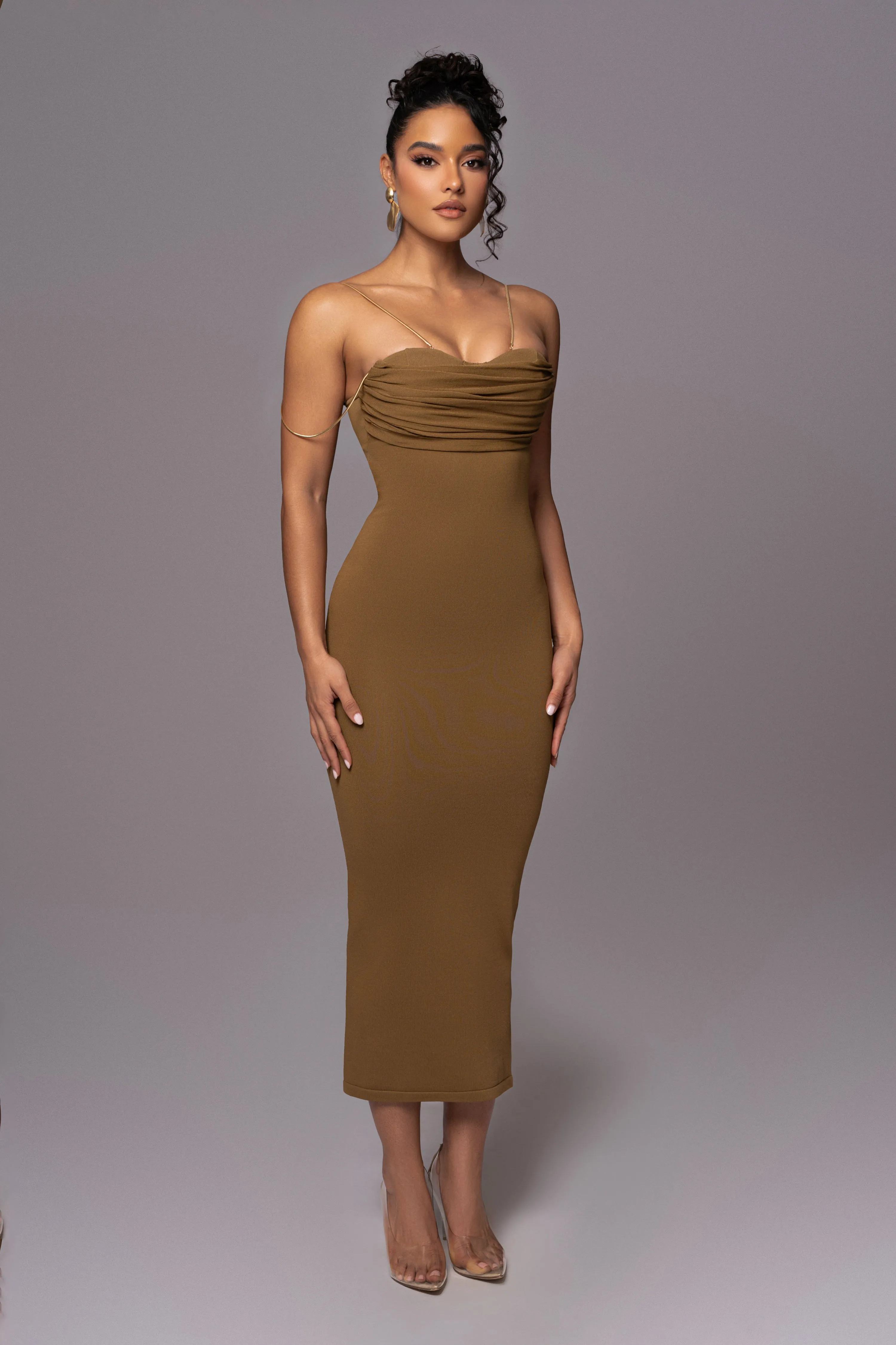 Olive La Lune Drape Midi Dress sold by JLUXLABEL product image thumbnail 3