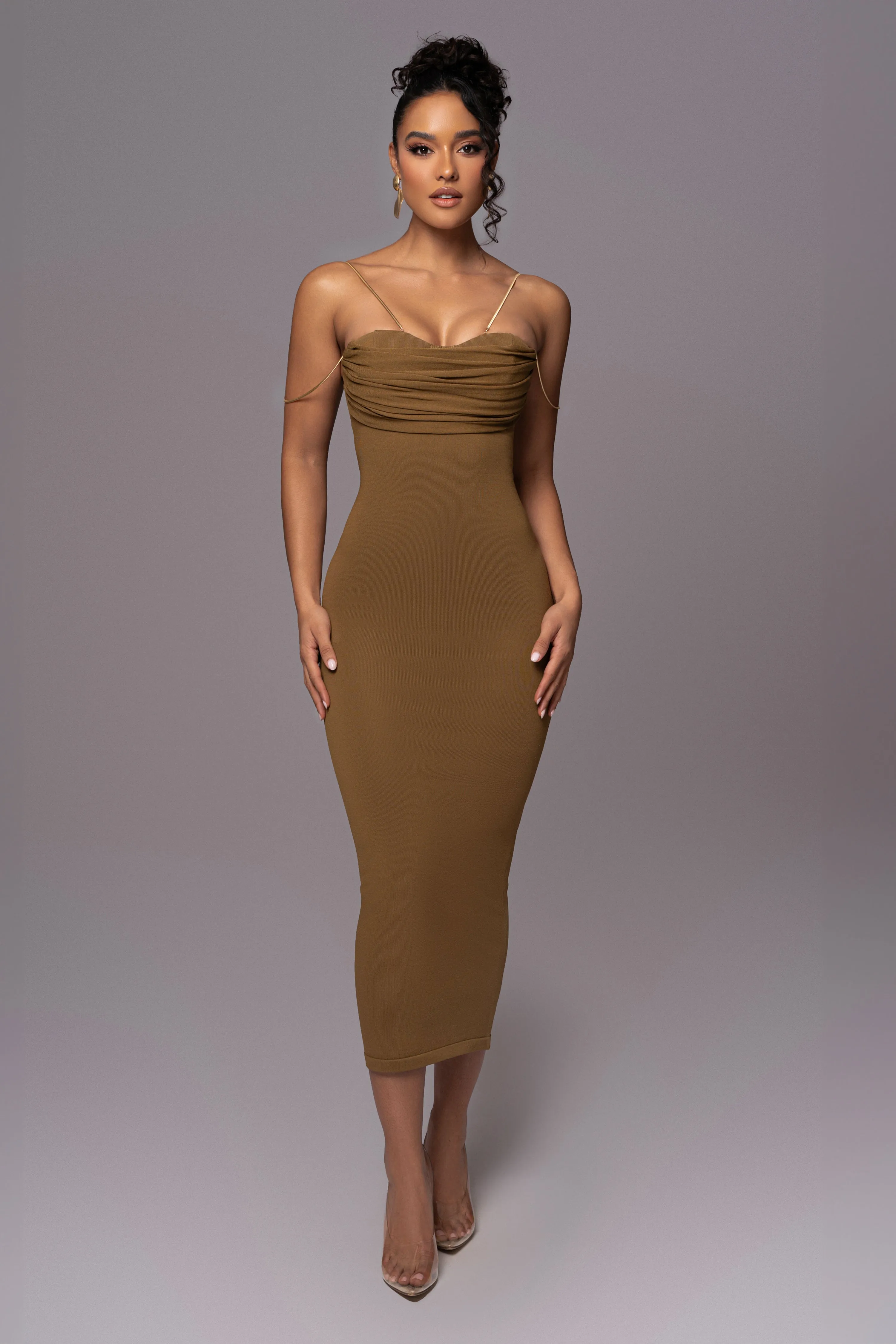 Olive La Lune Drape Midi Dress sold by JLUXLABEL