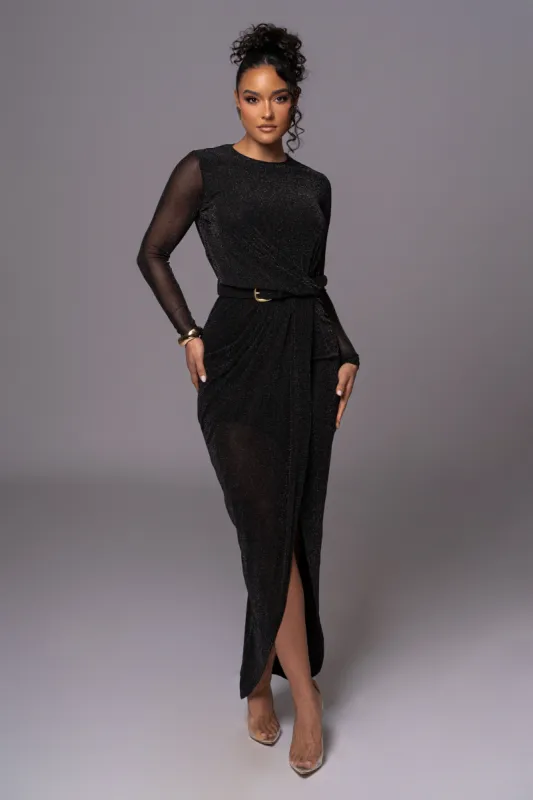 Black Araceli Gathered Maxi Dress sold by JLUXLABEL