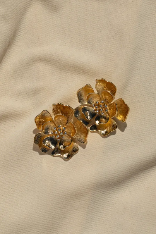 Gold Floral Bliss Earrings sold by JLUXLABEL