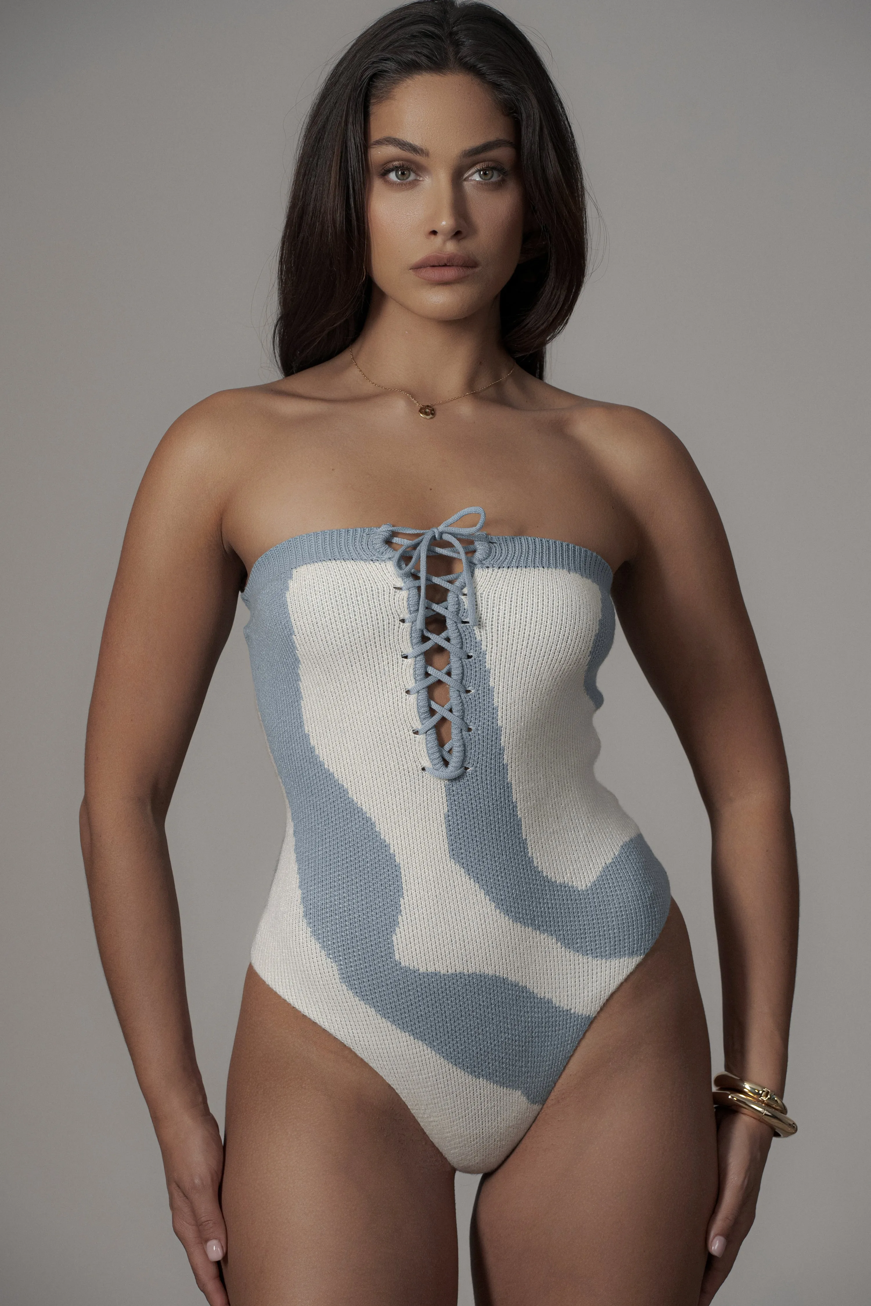 Blue Abstract Seabound Bodysuit sold by JLUXLABEL