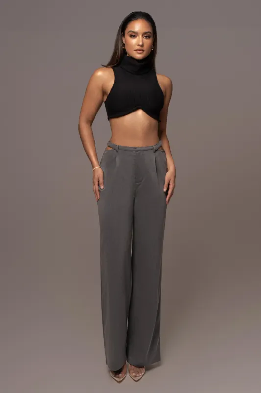 Grey Symone Cutout Pants made by JLUXLABEL