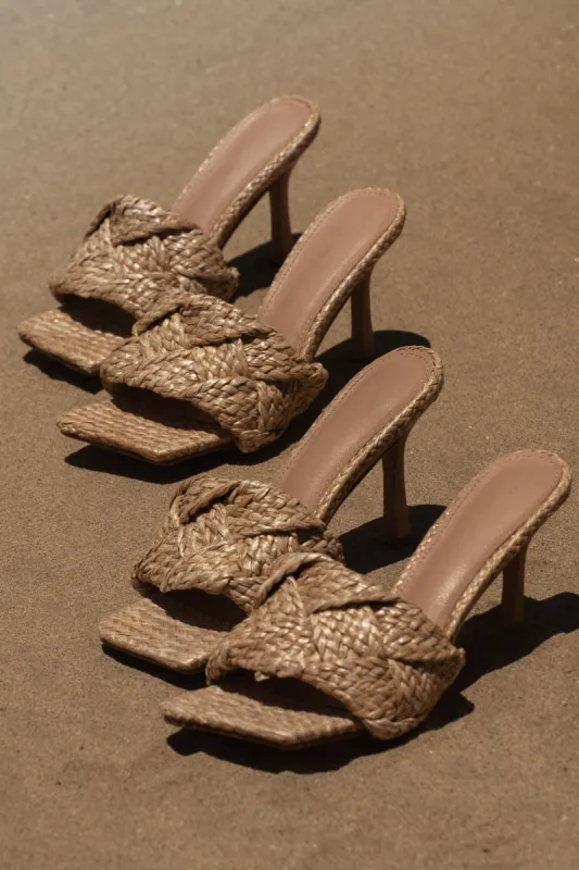 Tan Coast Is Clear Mule Heels sold by JLUXLABEL