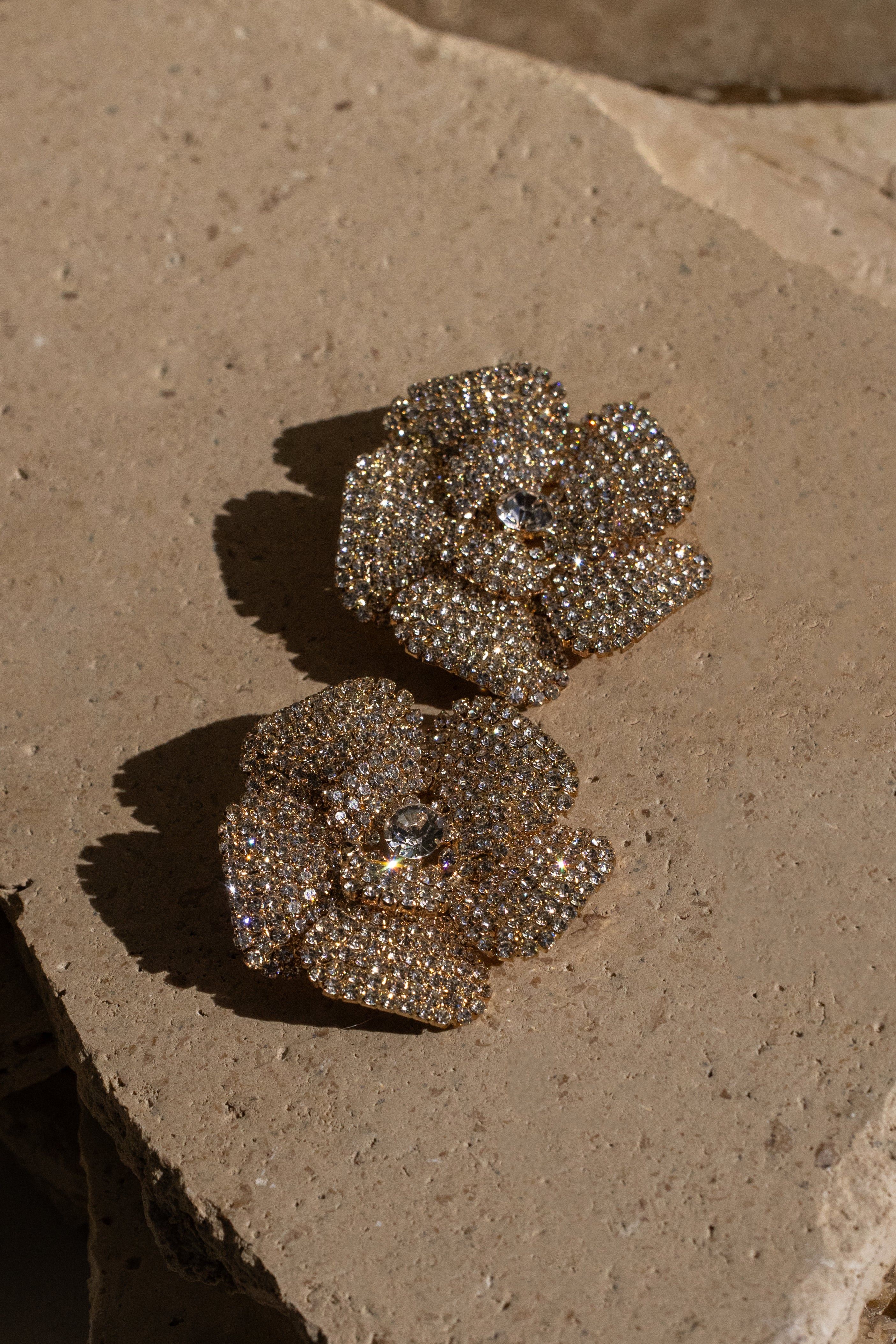 Gold Blossom Crystal Paved Earrings sold by JLUXLABEL product image thumbnail 2