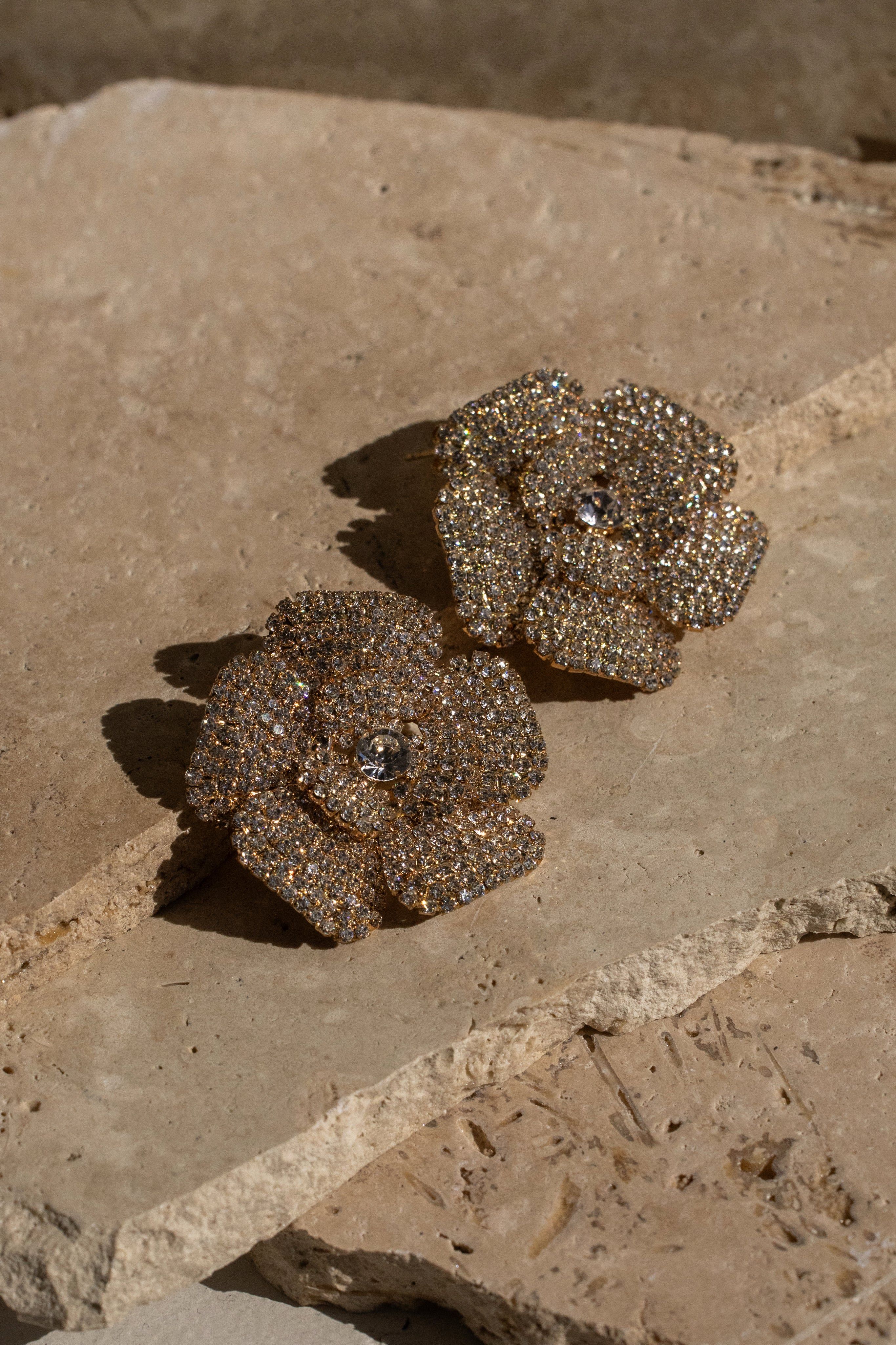 Gold Blossom Crystal Paved Earrings sold by JLUXLABEL product image thumbnail 4