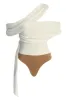 White Above All Drape Bodysuit sold by JLUXLABEL