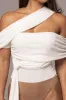White Above All Drape Bodysuit sold by JLUXLABEL