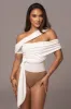 White Above All Drape Bodysuit sold by JLUXLABEL