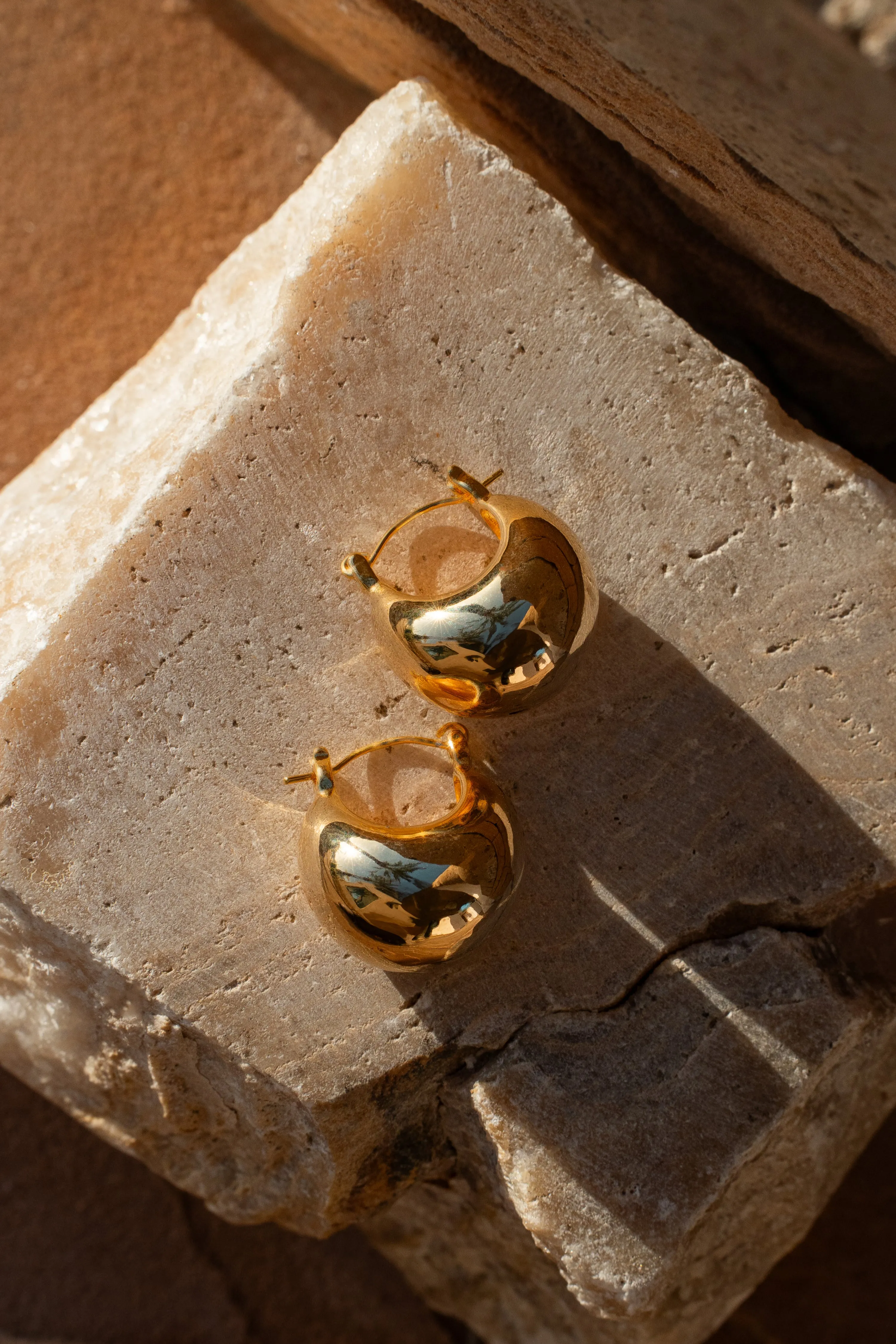 Gold Huggie Hoop Earrings sold by JLUXLABEL