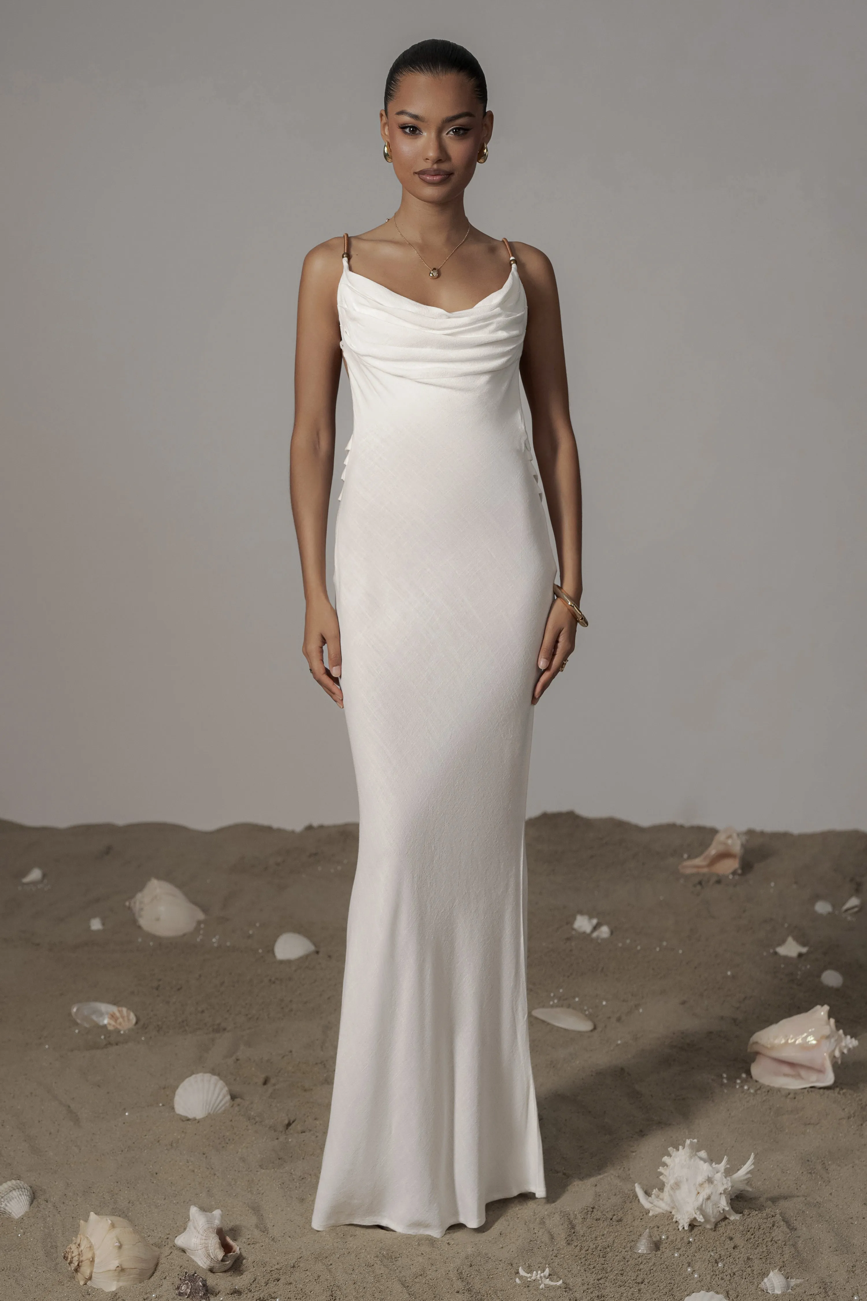 Ivory Getaway Linen Maxi Dress sold by JLUXLABEL product image thumbnail 2