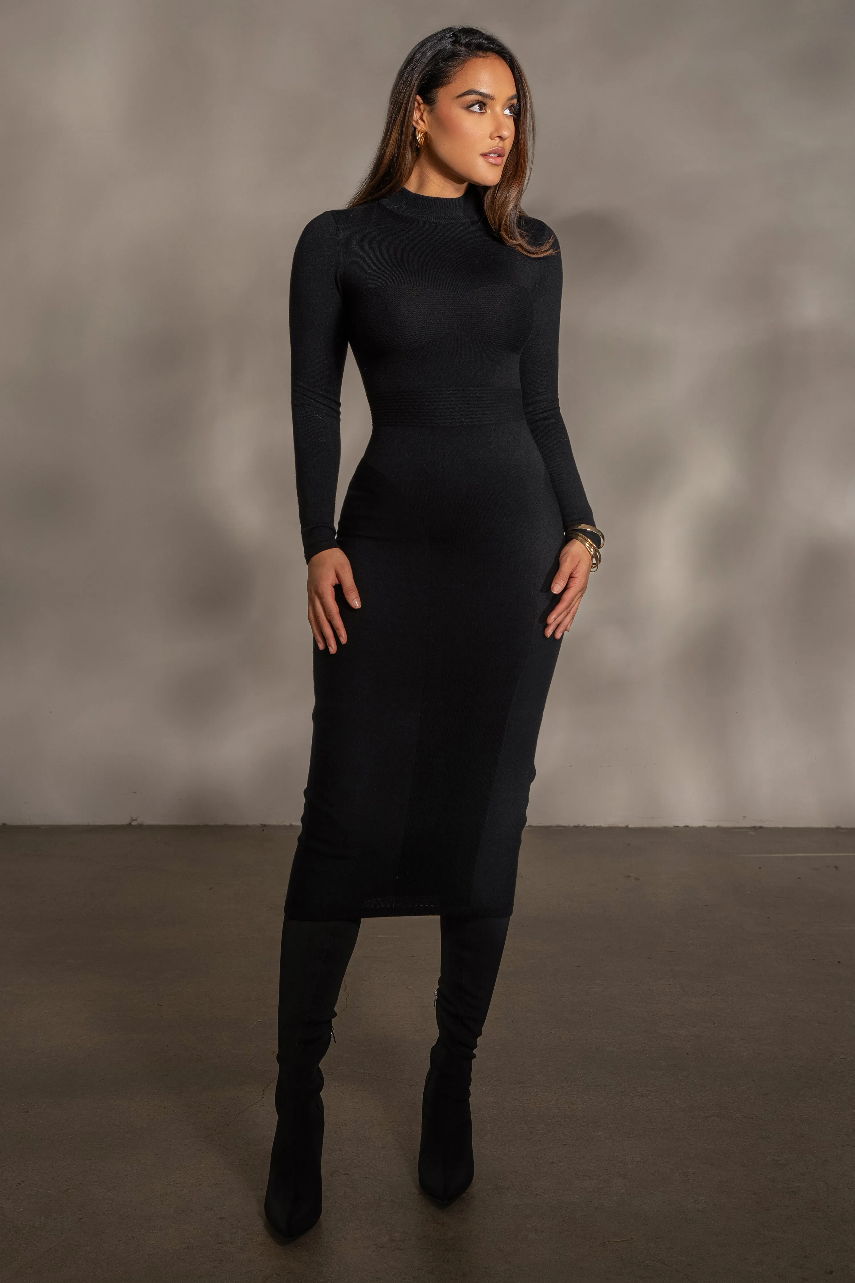 Black Dakotah Midi Dress sold by JLUXLABEL product image thumbnail 3