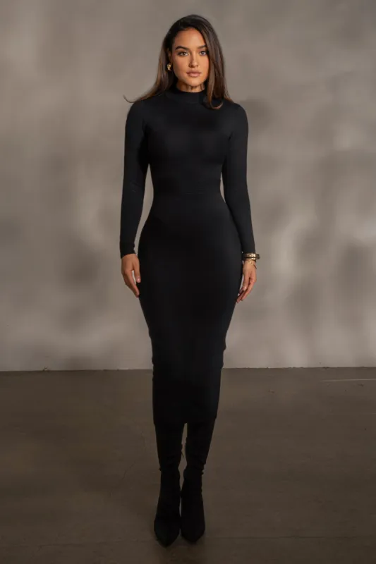 Black Dakotah Midi Dress sold by JLUXLABEL