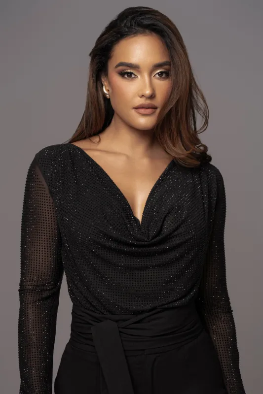 Black Delanie Ruched Top sold by JLUXLABEL