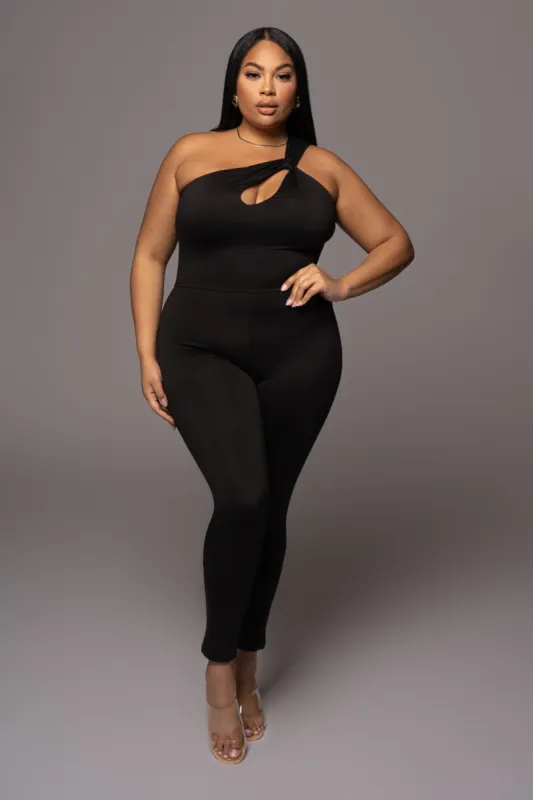 Black Amirah Keyhole Jumpsuit sold by JLUXLABEL